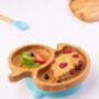 Bamboo Duck Plate With Suction Blue, thumbnail 2 of 4