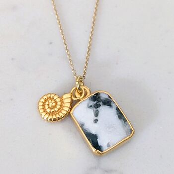 The Duo Tree Agate Necklace, 18ct Gold Plated, 6 of 12