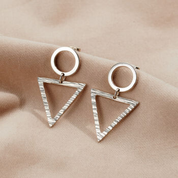 Textured Triangle Charm Stud Earrings, 2 of 6