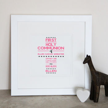 First Holy Communion Card Pink Word Art Cross, 2 of 2