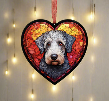 Bedlington Terrier Stained Glass Effect Heart Suncatcher, 3 of 6