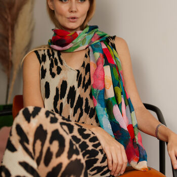 Painterly Bloom Printed Scarf, 4 of 8