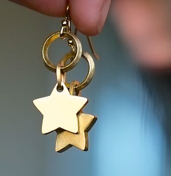 Gold Plated Star Charm Earrings, 3 of 5