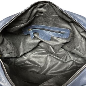 Bowler Handmade Leather Shoulder Bag – Navy Blue Full Grain Leather, 3 of 3