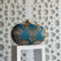 Valeria Teal Embroidered Embellished Oval Clutch Bag, thumbnail 7 of 8