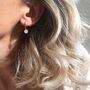 Daisy Charm Huggie Hoop Earrings In Gold Plating, thumbnail 1 of 5