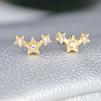 Gold Sparkle Triple Star Studs, 3 of 4