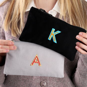 Personalised Embroidered Initial Makeup Or Pencil Case, 4 of 7