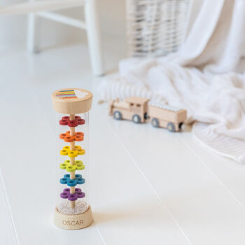Personalised Wooden Rainbow Rainmaker Toy, 4 of 4