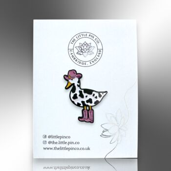 Cowgirl Cow Print Duck Western Enamel Pin, 5 of 9