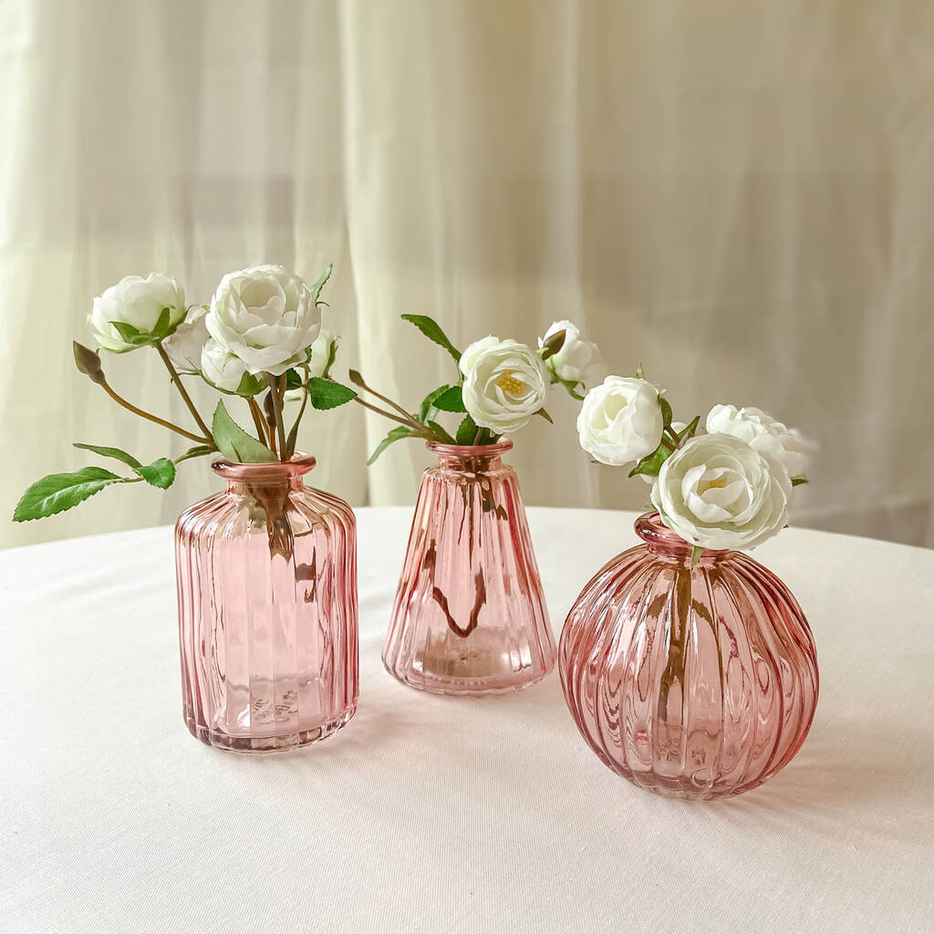 Pink Glass Bud Vases Set Of Three By The Wedding of my Dreams