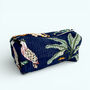 Jungle Print Cotton Washbag, Make Up Bag, With Waterproof Lining Set Of Three Navy Blue, thumbnail 3 of 5