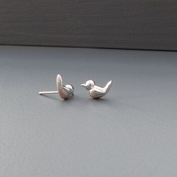 Silver And 18ct Gold Plated Robin Stud Earrings, 3 of 3