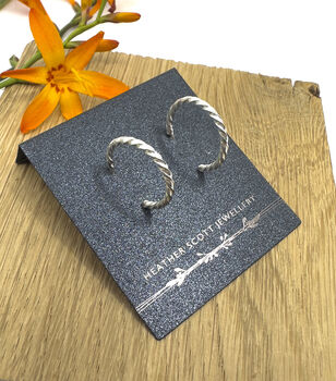 Silver Twist Hoop Earrings, 2 of 7
