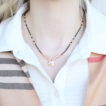 Indian Nazaria Rose Gold Zircon Mangalsutra Necklace, 2 of 4