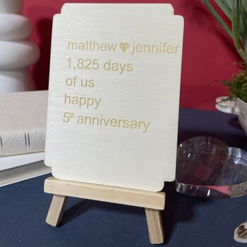 Personalised Wooden 5th Anniversary Keepsake Plaque, 2 of 9