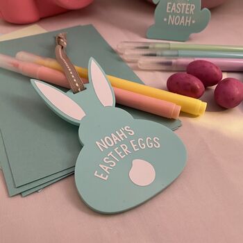 Personalised 'My Easter Eggs' Decoration Turquoise, 2 of 9
