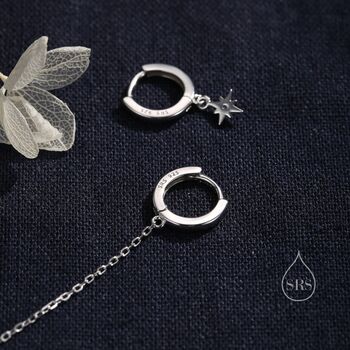 Asymmetric Tiny Cz Starburst Huggie Hoops, 8 of 12