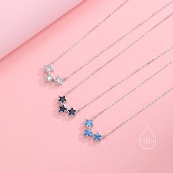 Clear Cz Triple Star Pendant Necklace, 7 of 10