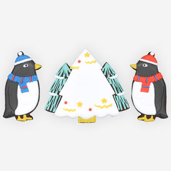 Biscuiteers Hand Iced Christmas Penguin Letterbox Biscuits, 2 of 3