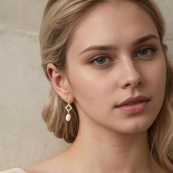 Art Deco Green Freshwater Pearl Earrings, 2 of 7