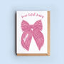 'Ribbon Bow' Christening Or New Baby Girl Card, thumbnail 1 of 2