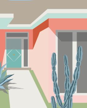 Palm Springs Pink Mid Century Modern House Print, 4 of 4