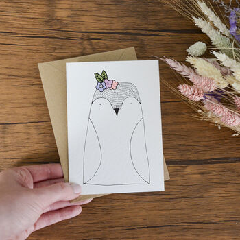 Illustrated Penguin Greeting Card With Floral Crown, 3 of 4