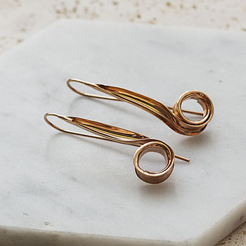 Ringlet Long Drop Rose Gold Plated Silver Earrings, 5 of 6