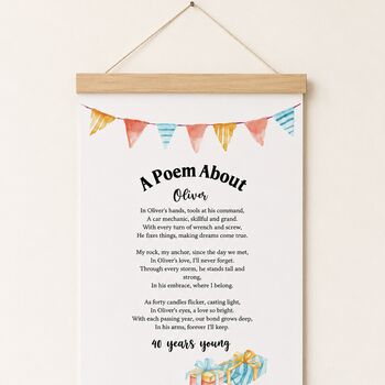 Personalised 40th Birthday Gift Print Special Poem, 4 of 9