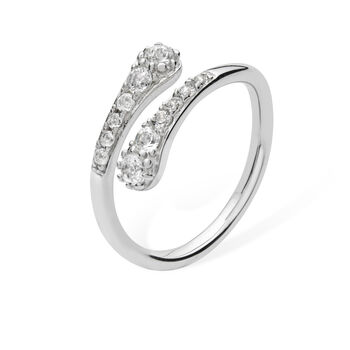 925 Sterling Silver Skinny Drip Cross Over Ring, 2 of 4