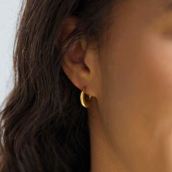 Gold Plated Stainless Steel Moon Hoop Earrings, 2 of 8