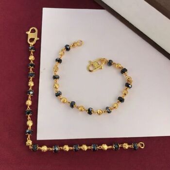 Gold And Black Beaded Baby Nazaria Bracelet/Anklet, 2 of 2