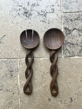 Vintage Handcarved Wooden Salad Servers, 6 of 6
