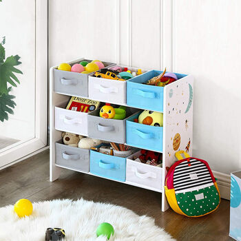 Toy Fabrics Boxes Storage Shelf Unit With Handles, 3 of 7