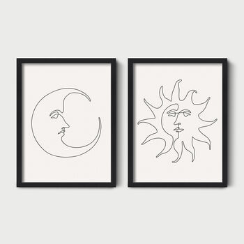 Boho Sun And Moon Wall Art Prints Set Of Two, 2 of 5