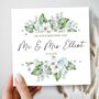 On Your Wedding Day Floral Card, Wreath Wedding Couple Card, Mr And Mrs, thumbnail 1 of 4