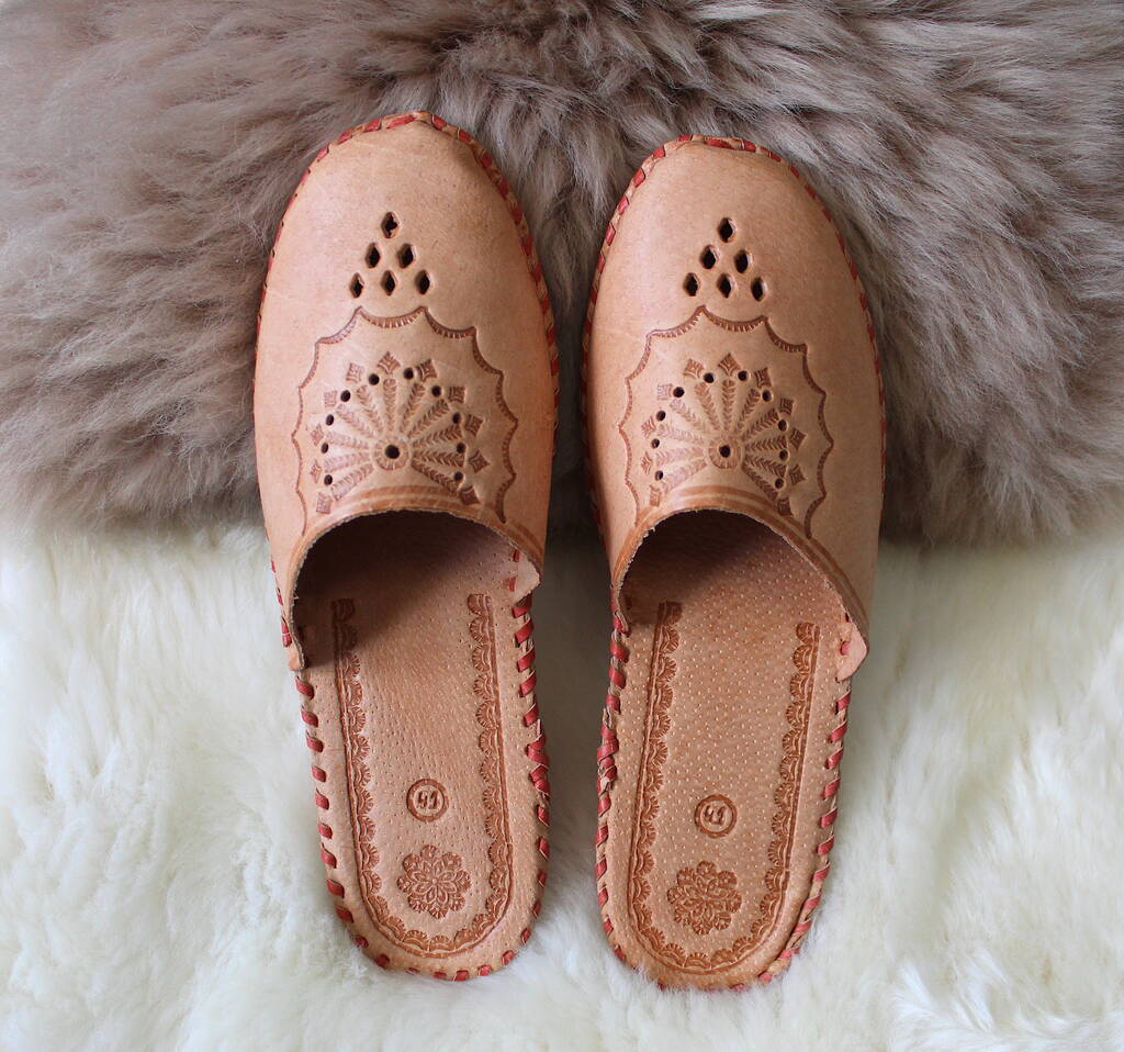 Brown Leather Slippers By Onaie By Onaie | notonthehighstreet.com