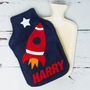 Space Rocket Hot Water Bottle Cover Personalised, thumbnail 4 of 5
