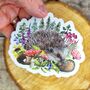 Hedgehog Woodland Waterproof Sticker, thumbnail 1 of 6