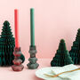 Jewel Toned Ribbed Glass Christmas Candle Stick Holders, thumbnail 11 of 11
