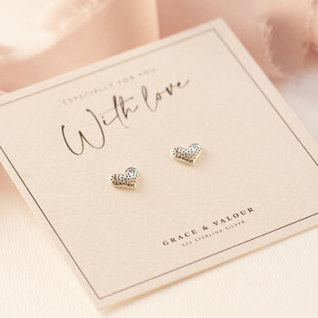 Textured Sterling Silver Love Heart Stud Earrings, 4 of 12