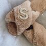 Personalised Diamante Fluffy Faux Fur Slippers, thumbnail 5 of 10