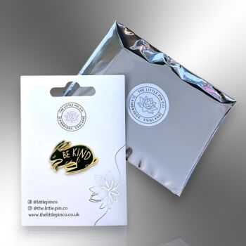 Be Kind Black Rabbit Hard Enamel Lapel Pin Badge, Hare Brooch, Mental Health Awareness Gifts, 5 of 8