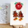 Painted Gingerbread Man Earrings With Stand, thumbnail 1 of 8