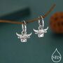 Sterling Silver Highland Cow Huggie Hoops With Detachable Charms, thumbnail 1 of 11