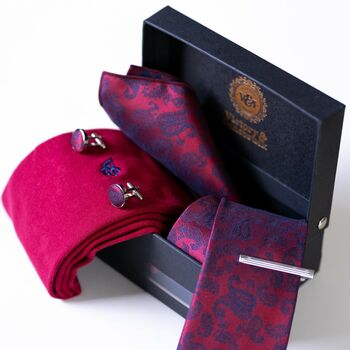Red Wedding Tie Set And Socks Groomsmen Gift For Him, 7 of 11