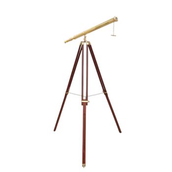 Adjustable 60 Inch Brass Telescope And Wooden Tripod, 2 of 7