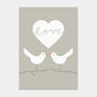 Love Doves Postcard Grey, thumbnail 1 of 3