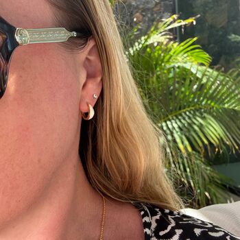 Opal Crescent Hoop Earrings, 7 of 9